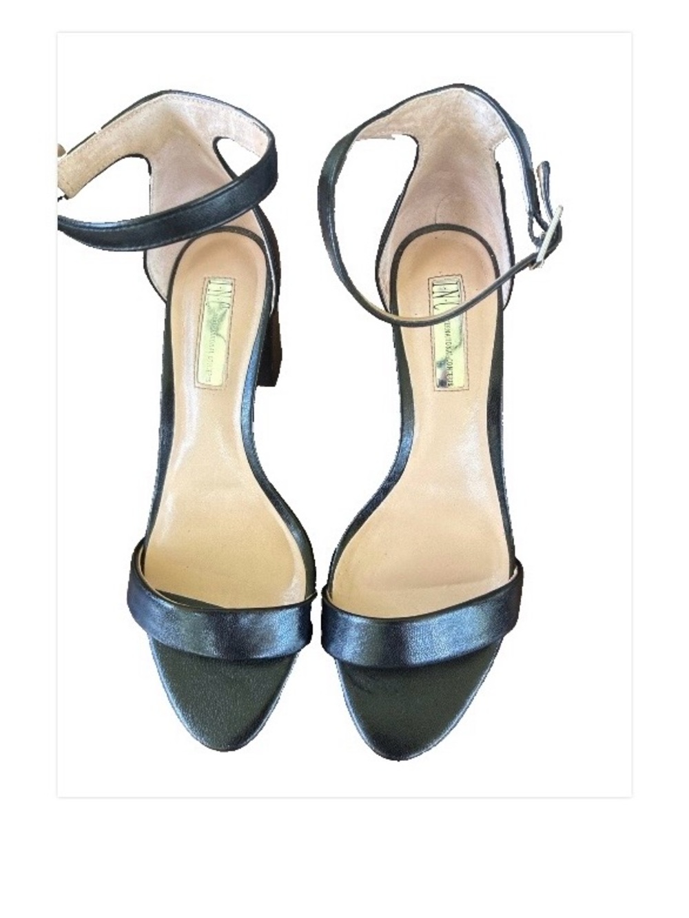 INC International Concepts Black Ankle Strap Block Heel Sandals Women’s Size 7.5